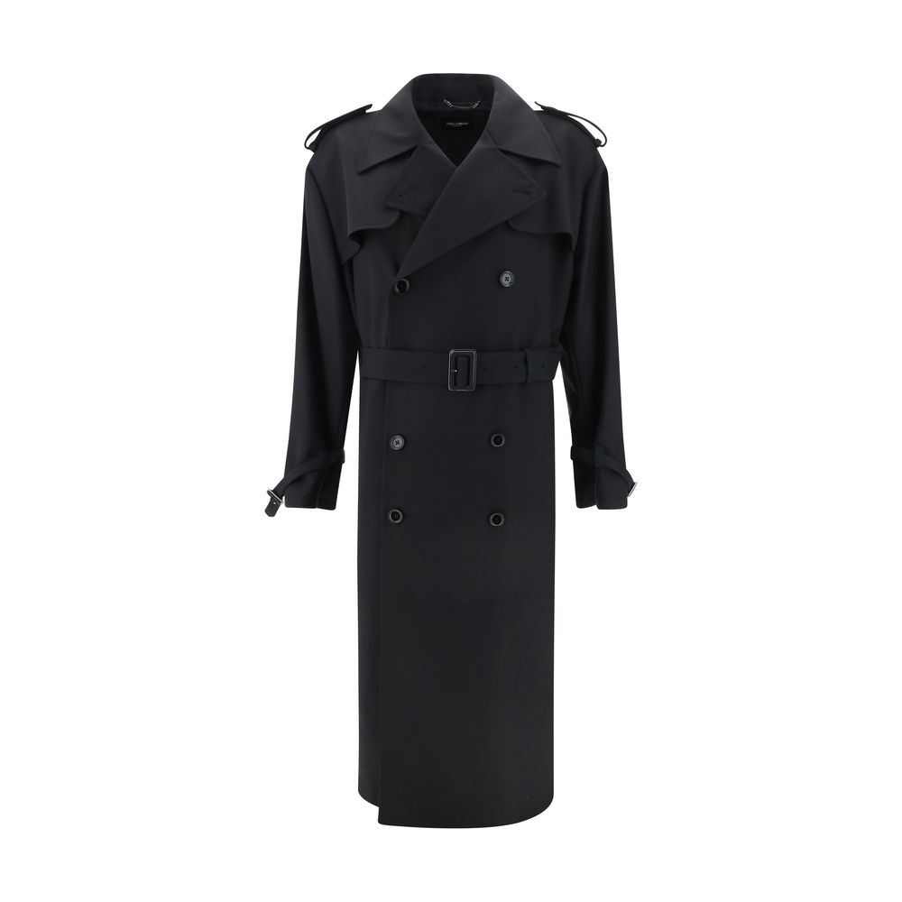 Dolce & Gabbana Beige Cotton Trench Coat for Timeless Elegance