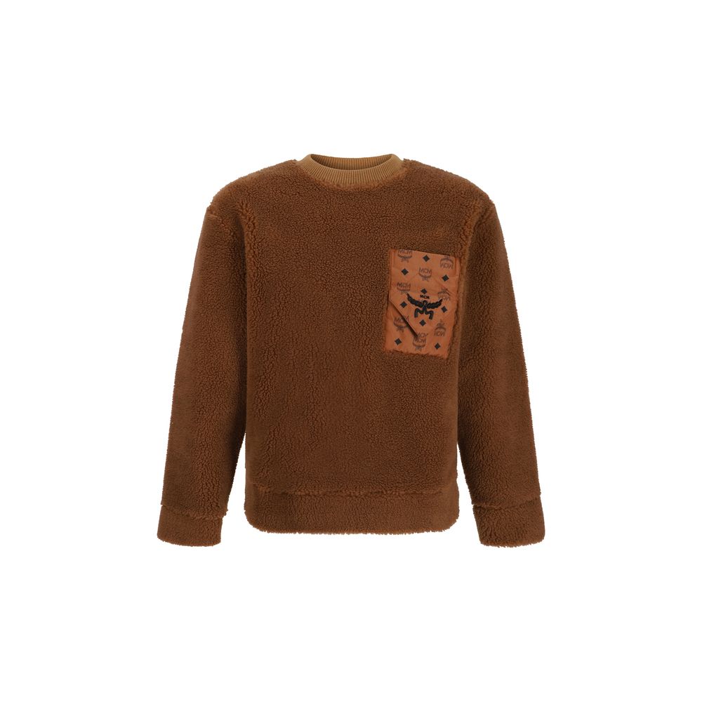MCM Black Shearling Sweatshirt with Iconic Monochrome Design