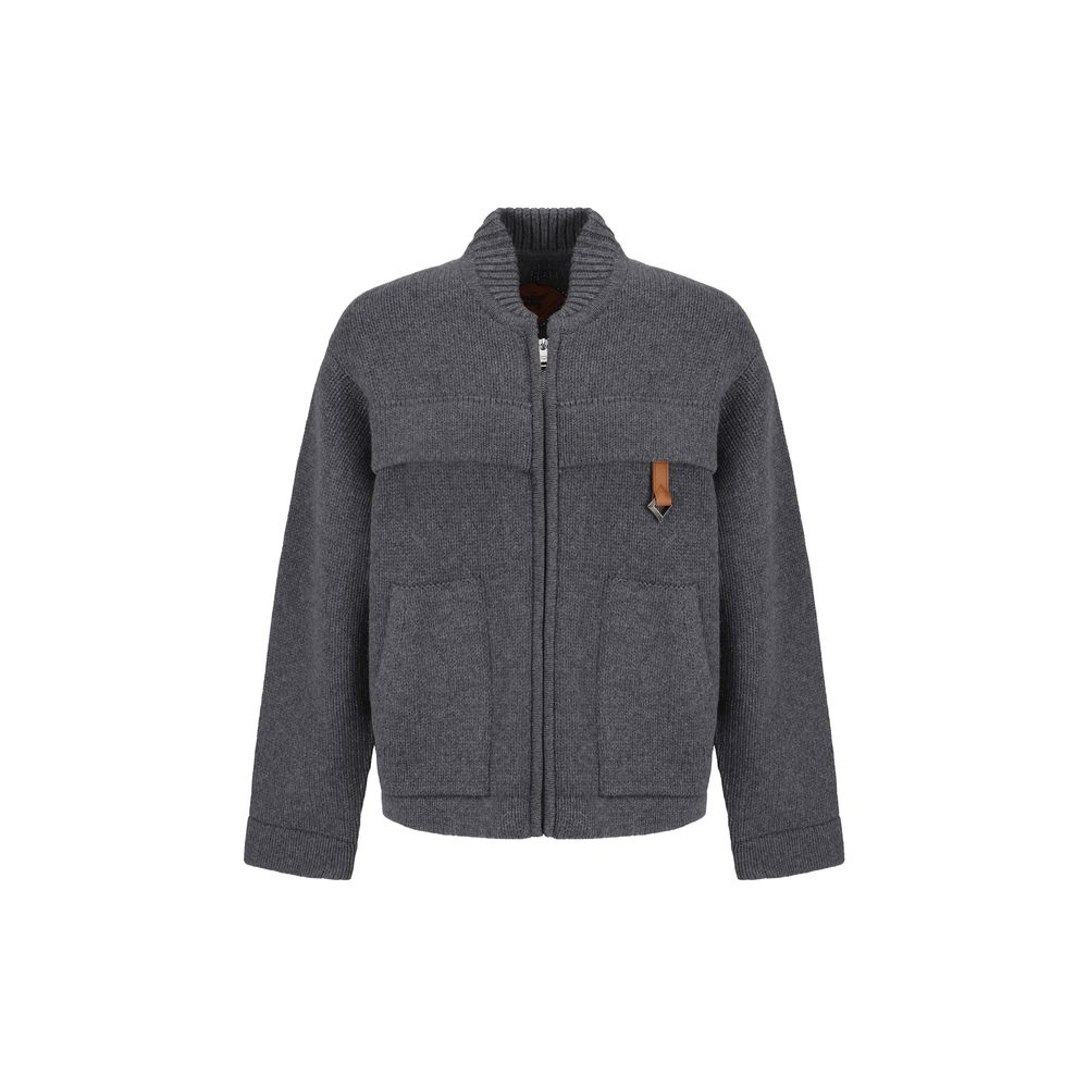 MCM Grey Luxurious Wool Blend Cardigan