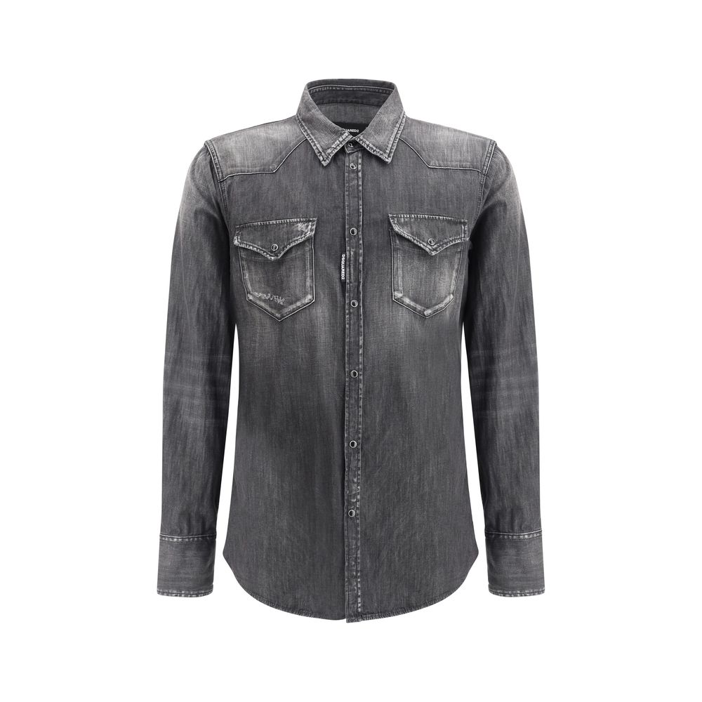 Dsquared² Blue Cotton Classic Western Shirt for Timeless Elegance