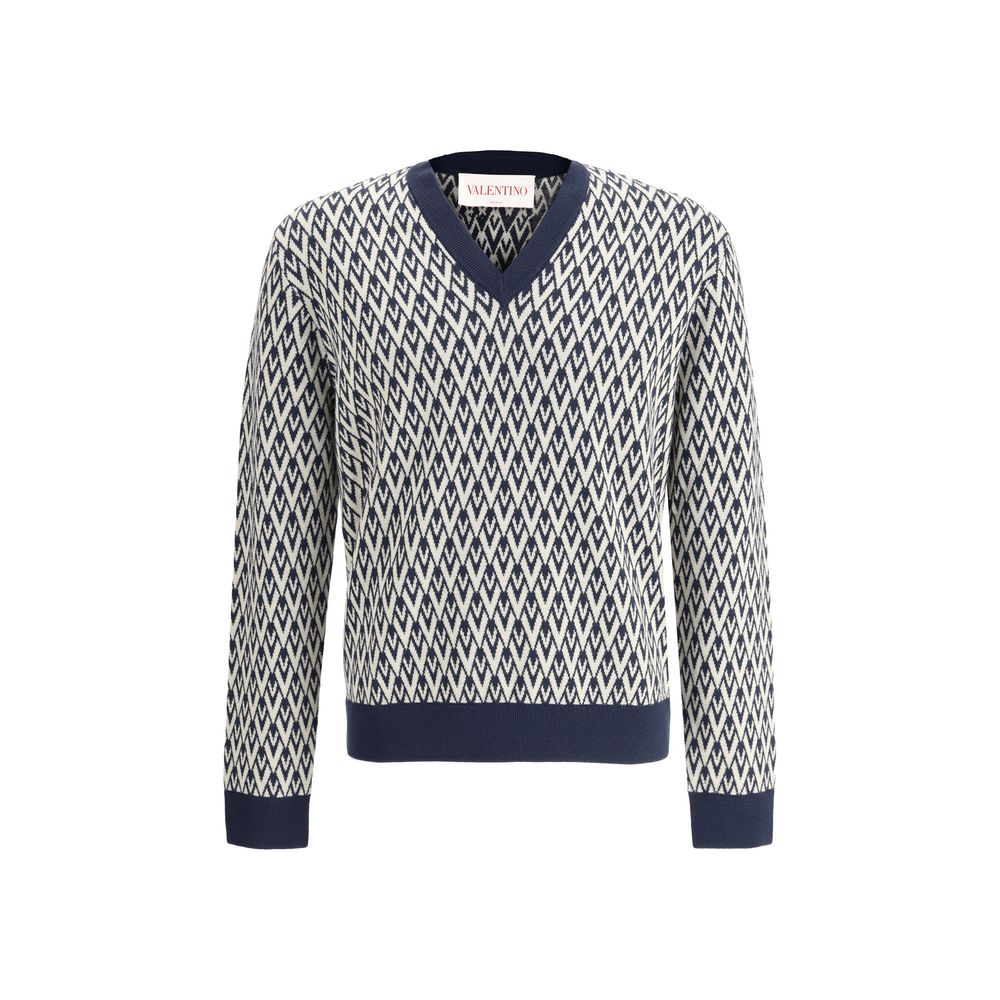 Valentino Grey Virgin Wool Sweater in Luxurious Elegance