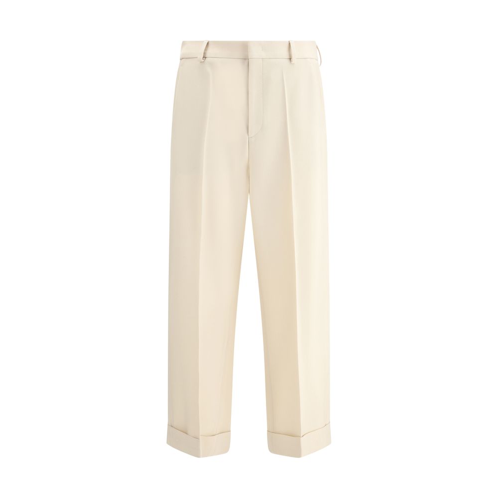 Valentino Beige Virgin Wool Wide-Leg Trousers