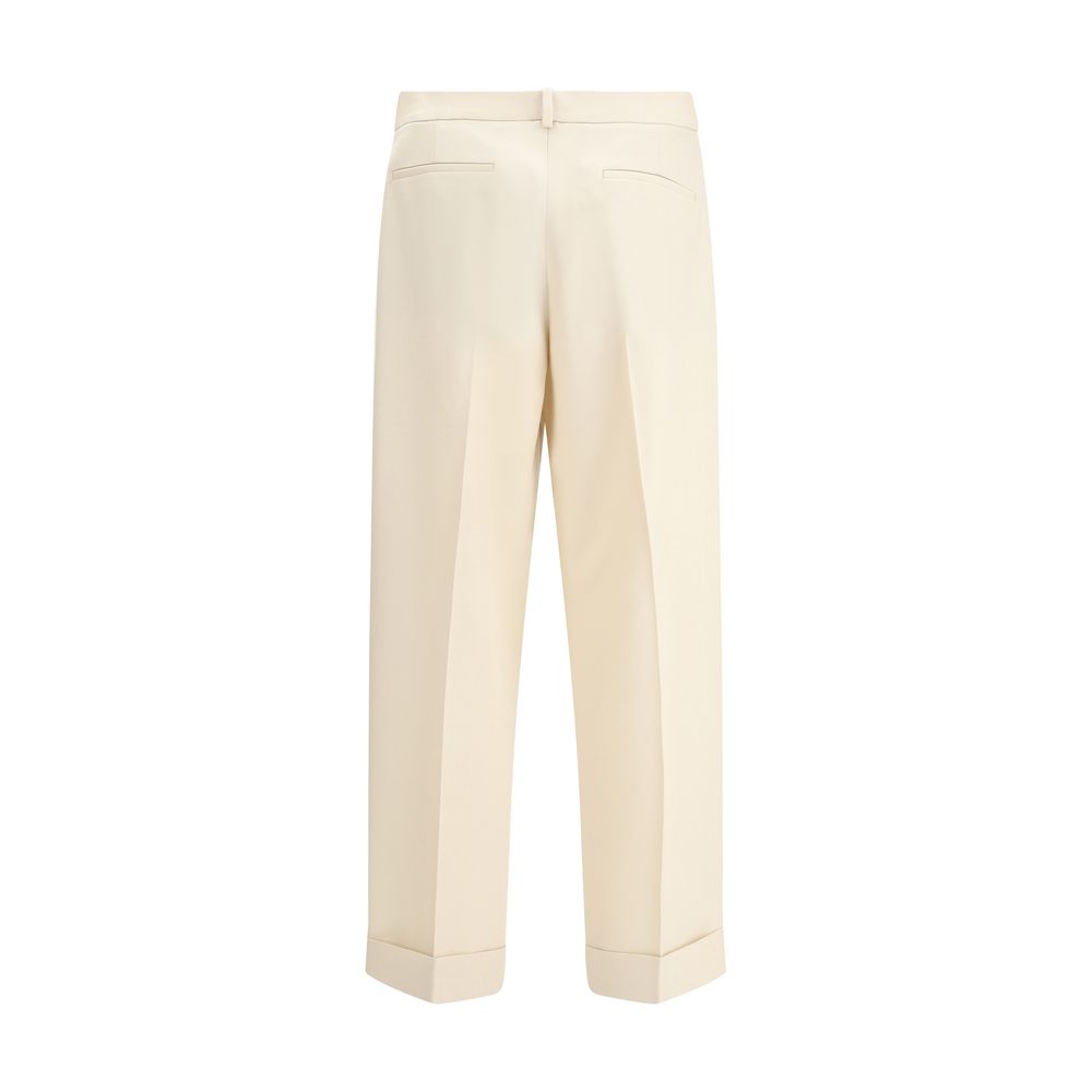 Valentino Beige Virgin Wool Wide-Leg Trousers