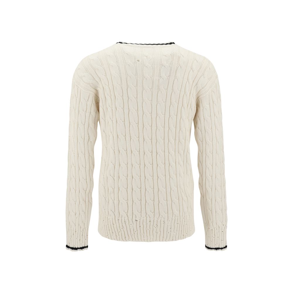 Marni Grey Cotton V Neck Sweater in Luxurious Cotton Elegance