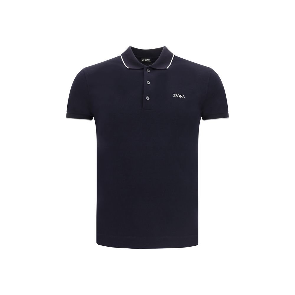 ZEGNA Navy Cotton Polo Shirt for Effortless Luxury and Style