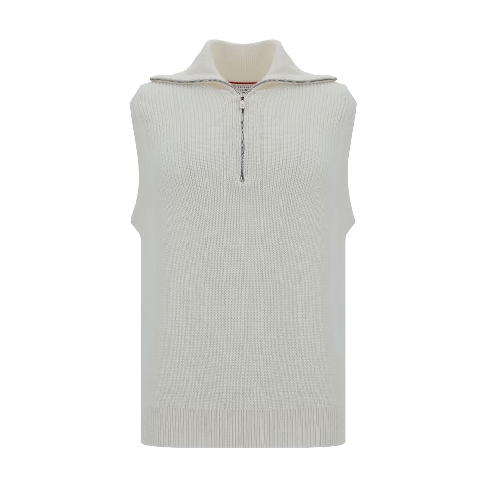 Brunello Cucinelli Grey Luxurious Cotton Vest