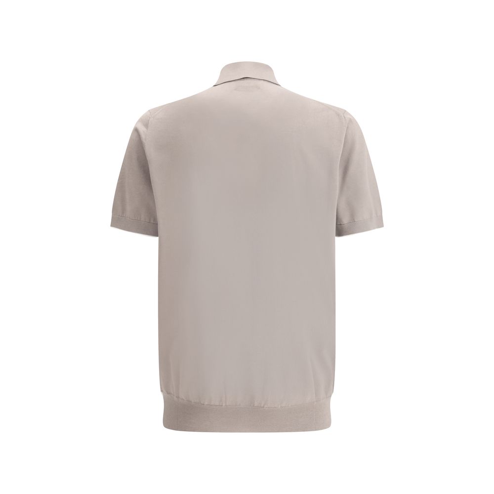 Brunello Cucinelli Navy Luxurious Cotton Blend Polo Shirt