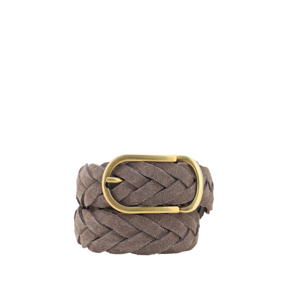 Brunello Cucinelli Brown Leather Belt Braided Design