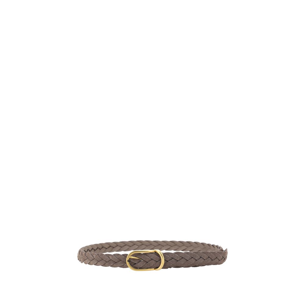 Brunello Cucinelli Brown Leather Belt Braided Design