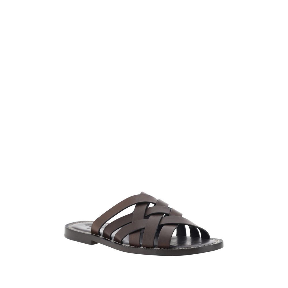 Brunello Cucinelli Beige Calfskin Sandals in Exquisite Quality