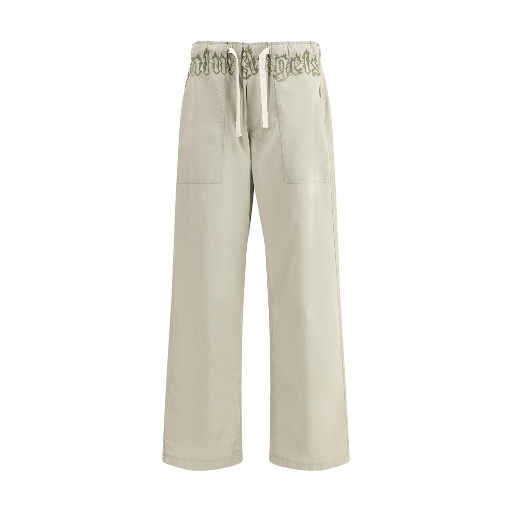 Palm Angels Black Cotton Waist Pants for Elevated Casual Elegance