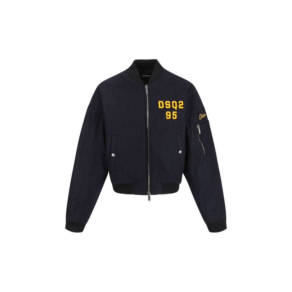 Dsquared² Black Premium Wool Bomber Jacket