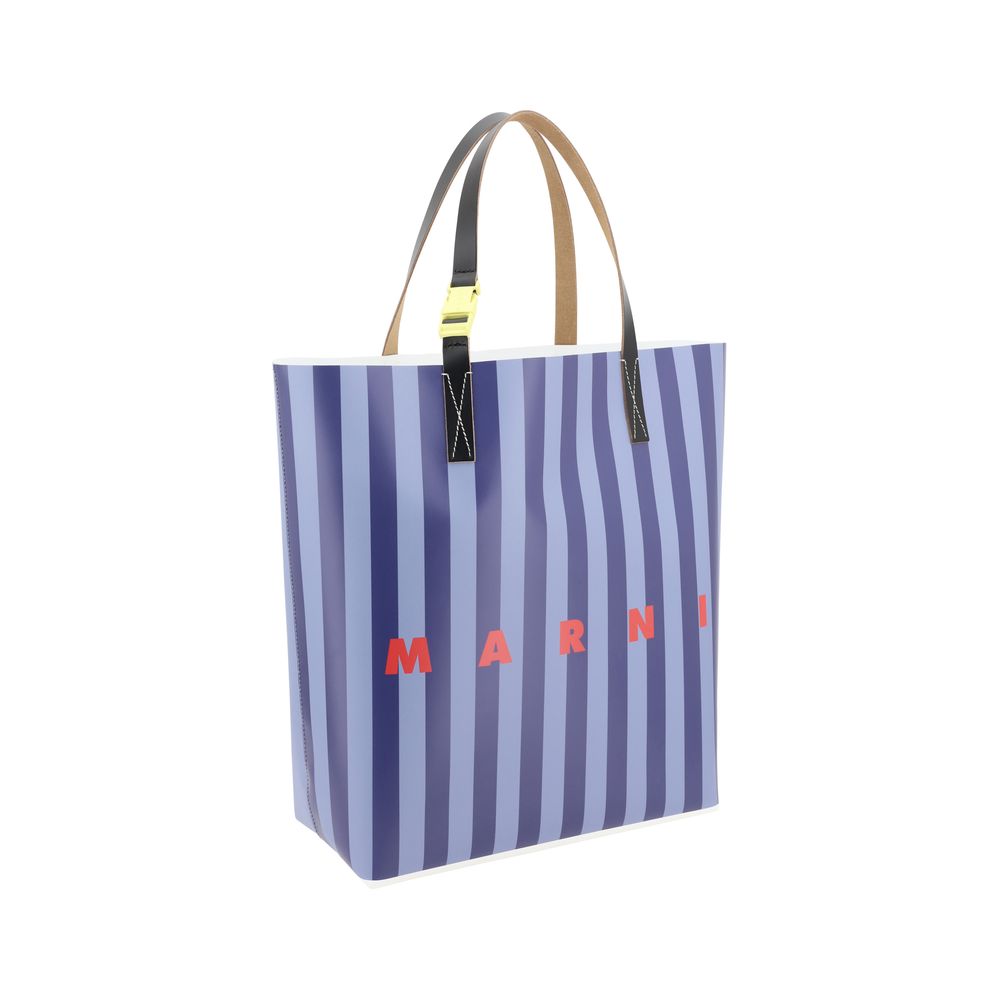 Marni Beige Canvas Shoulder Bag with Iconic Monogram Design
