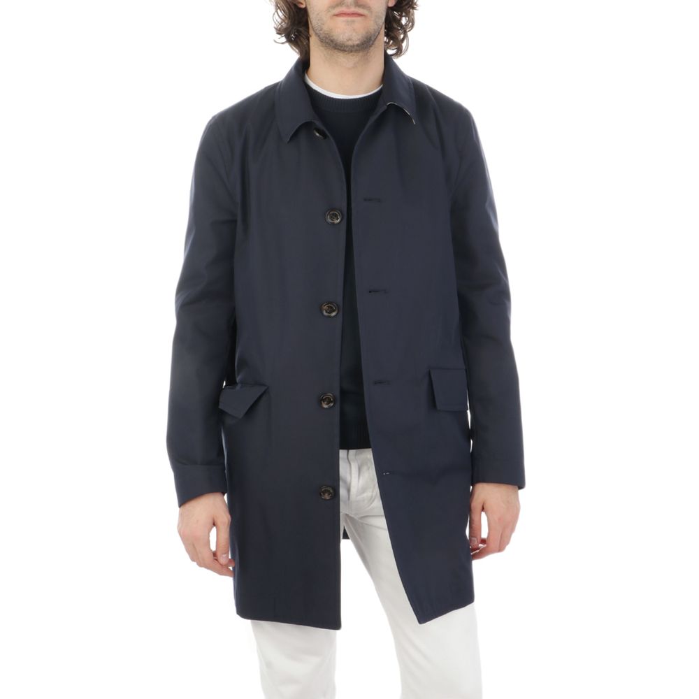Aquascutum Blue Cotton Jacket for Timeless Elegance
