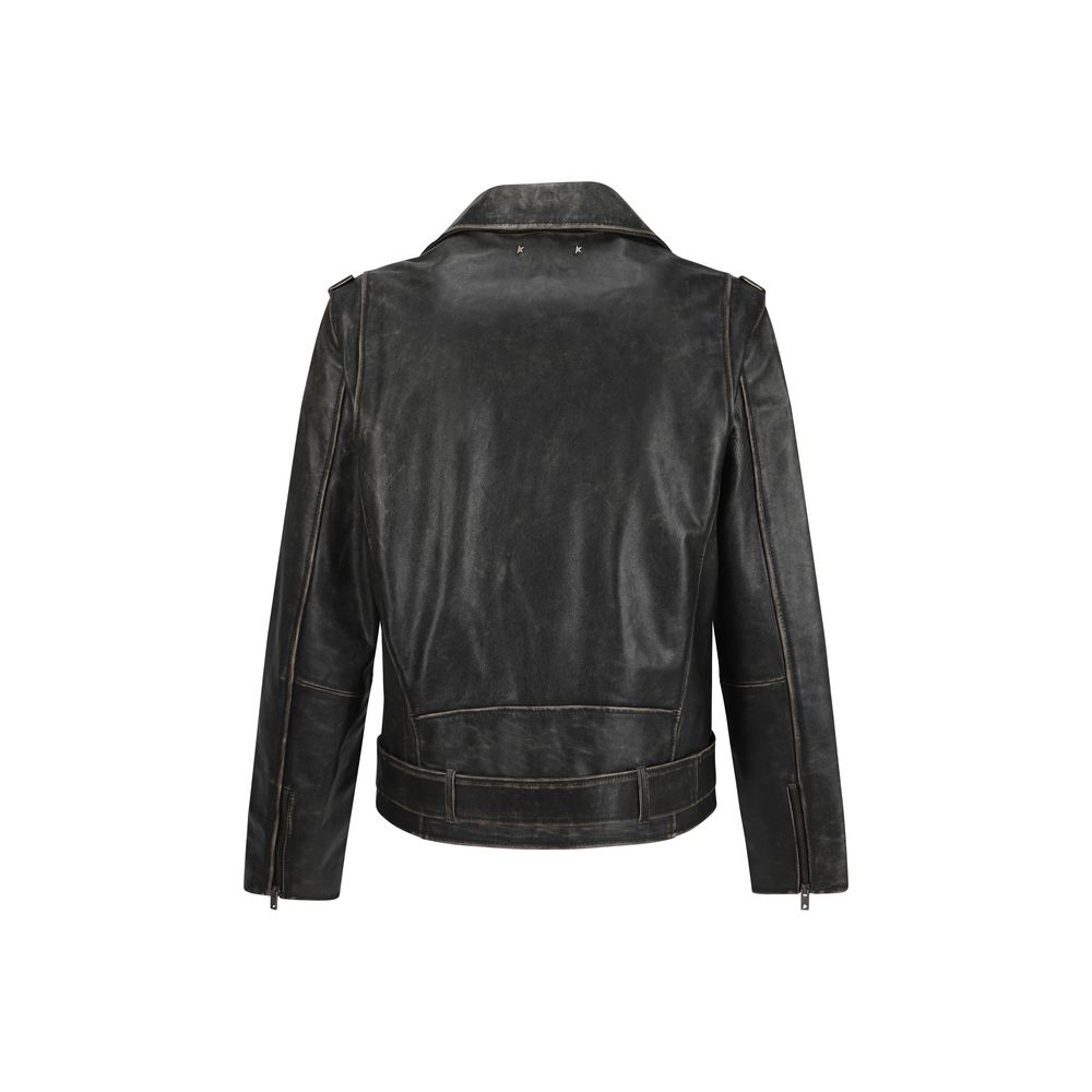 Golden Goose Black Premium Leather Biker Jacket