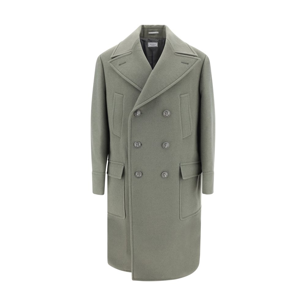 Brunello Cucinelli Grey Wool Coat in Exquisite Wool Excellence