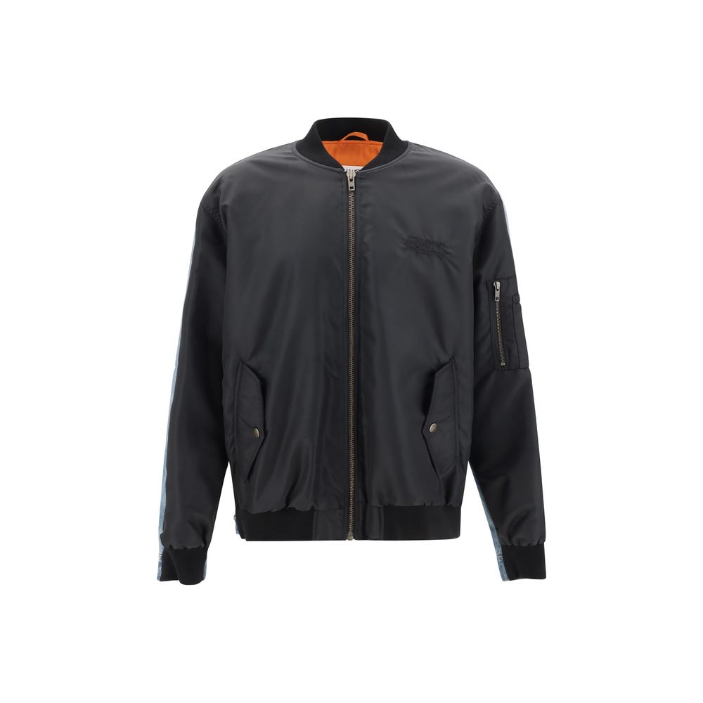 MM6 Black Double Fabric Jacket With Contemporary Design Elegance