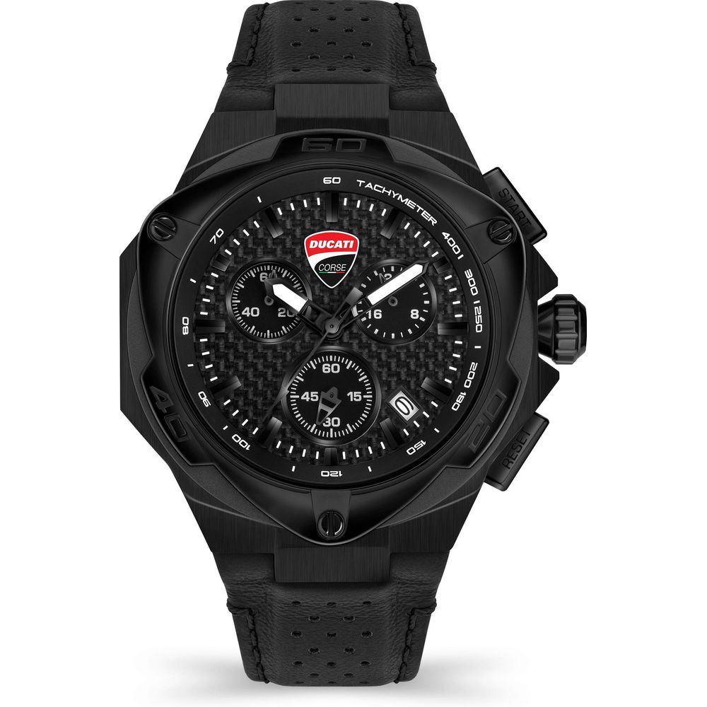 Ducati Black Leather Watch - Luxury Timepiece for Connoisseurs