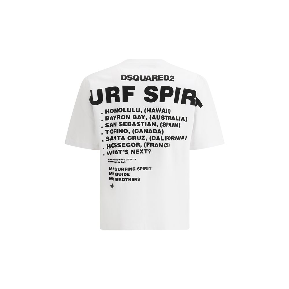 Dsquared² White Cotton T-Shirt with Distinctive Maxi Print Elegance