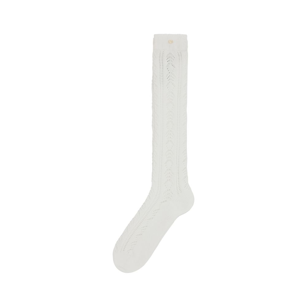 Valentino Black Cotton Socks with Iconic VLogo and Intricate Design