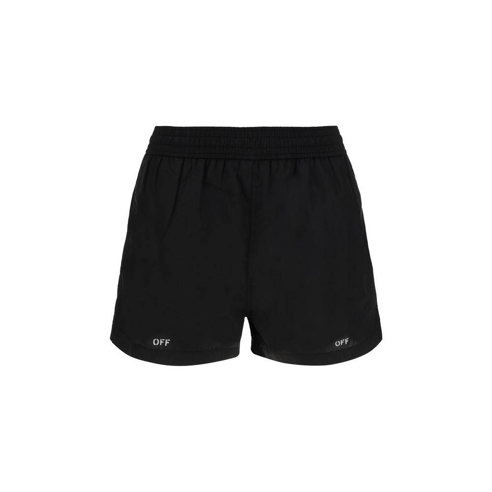 Off-White Blue Cotton Swimshorts for Elevated Summer Style