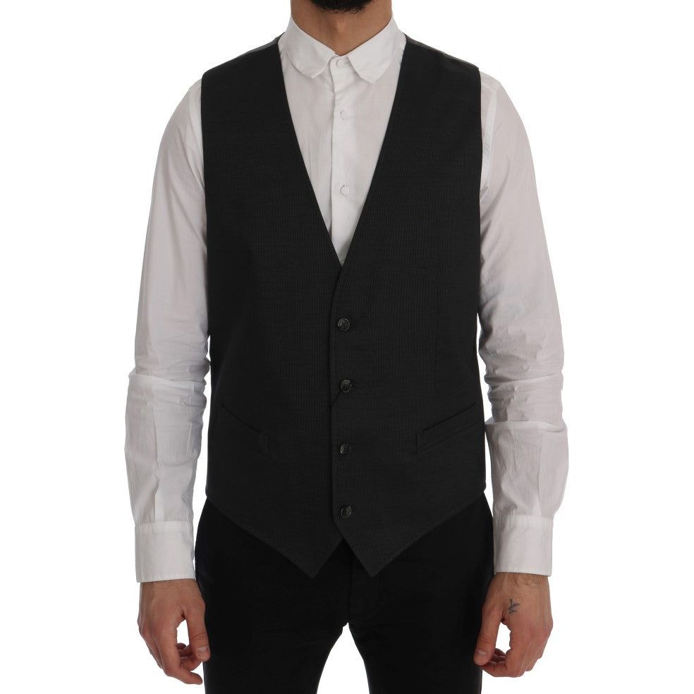 Dolce & Gabbana Gray Cotton Waistcoat Vest for Sophistication