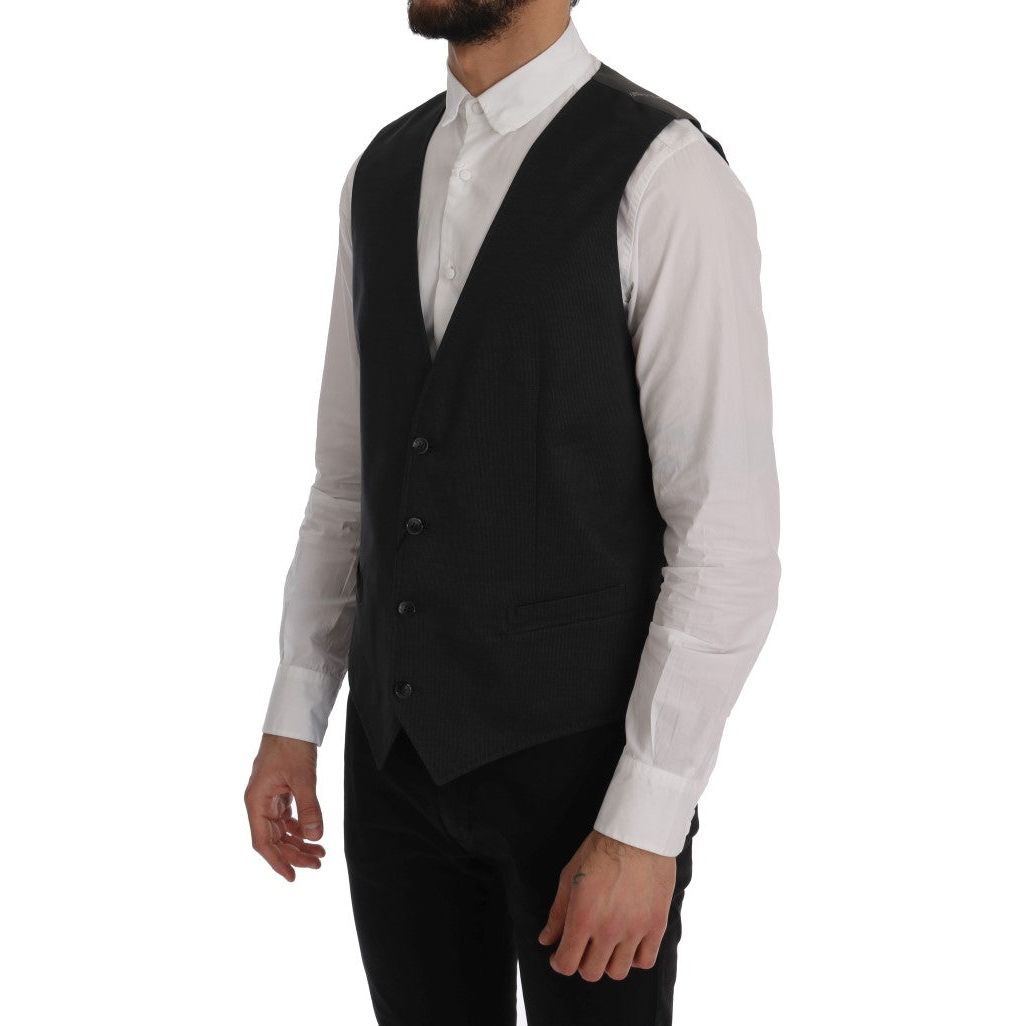 Dolce & Gabbana Gray Cotton Waistcoat Vest for Sophistication