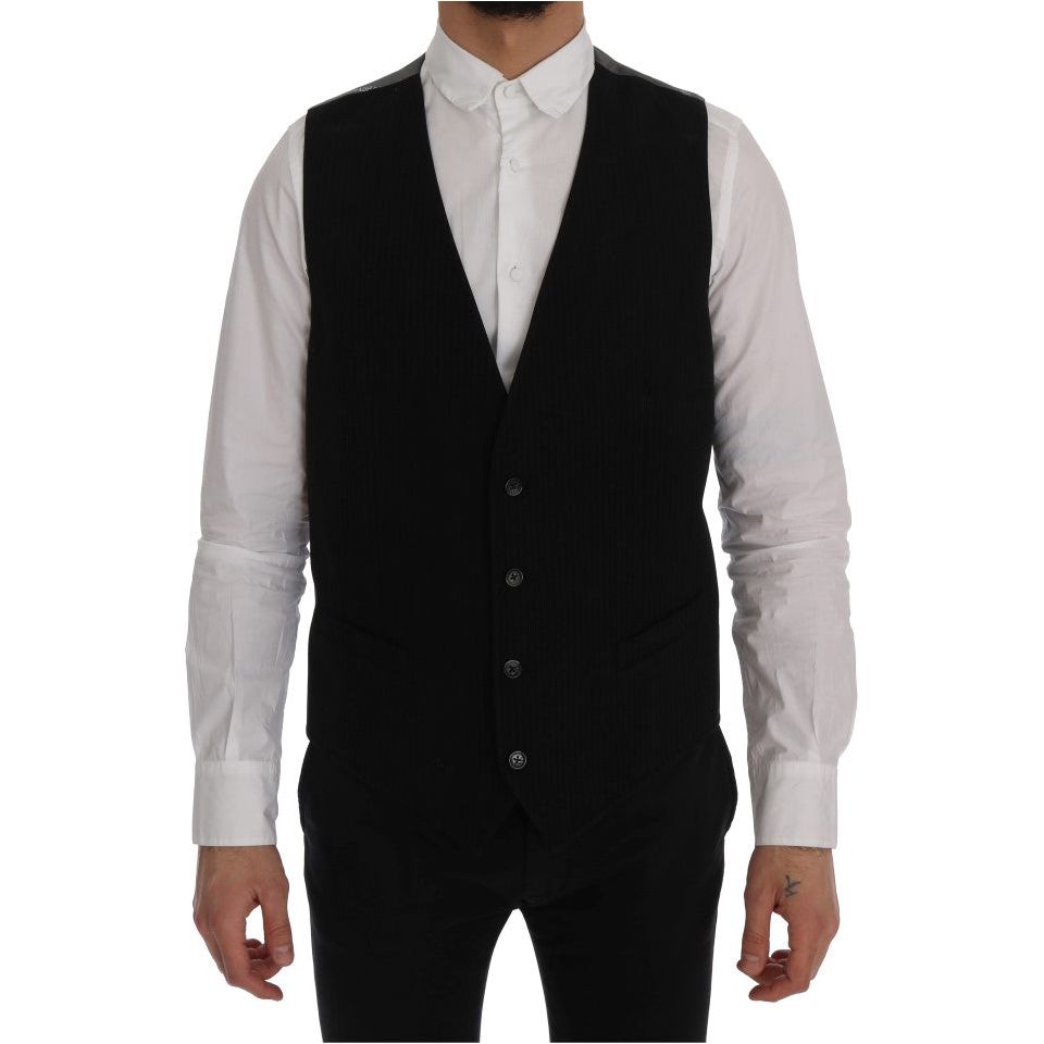 Dolce & Gabbana Grey Cotton-Blend Waistcoat Vest