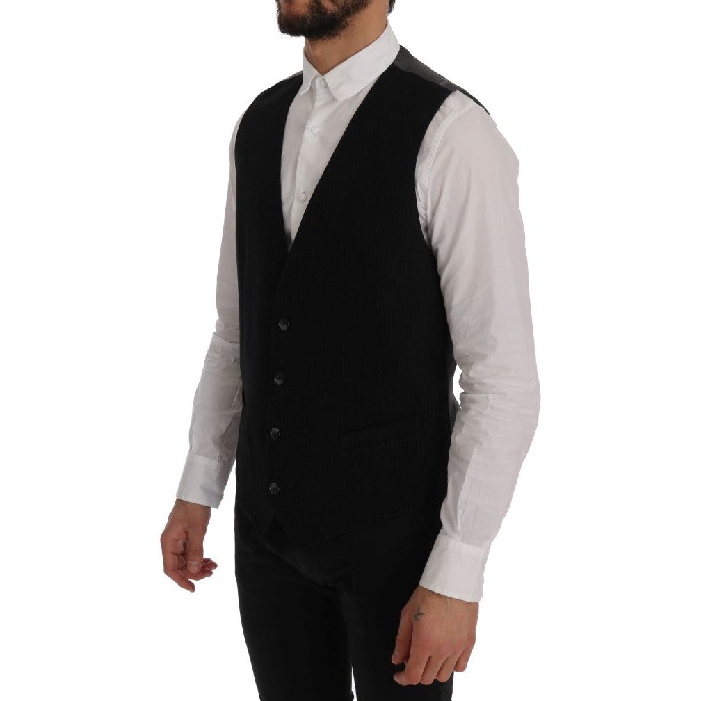 Dolce & Gabbana Grey Cotton-Blend Waistcoat Vest