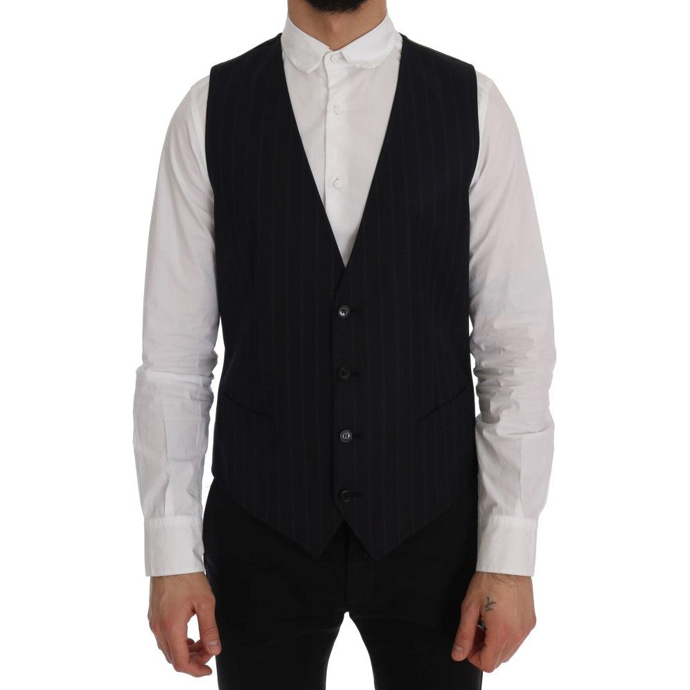 Dolce & Gabbana Blue Wool Blend Vest Waistcoat