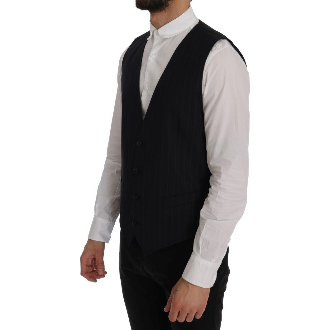 Dolce & Gabbana Blue Wool Blend Vest Waistcoat