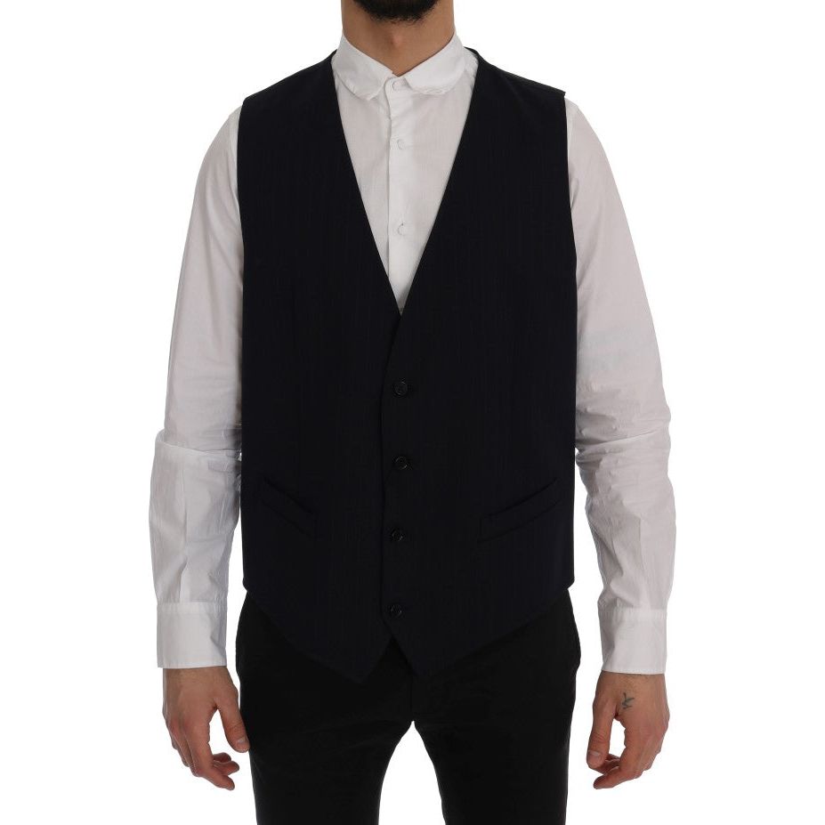 Dolce & Gabbana Grey Wool Blend Waistcoat Vest