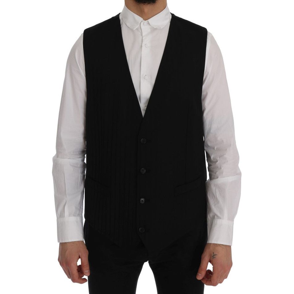 Dolce & Gabbana Grey Wool Blend Waistcoat Vest