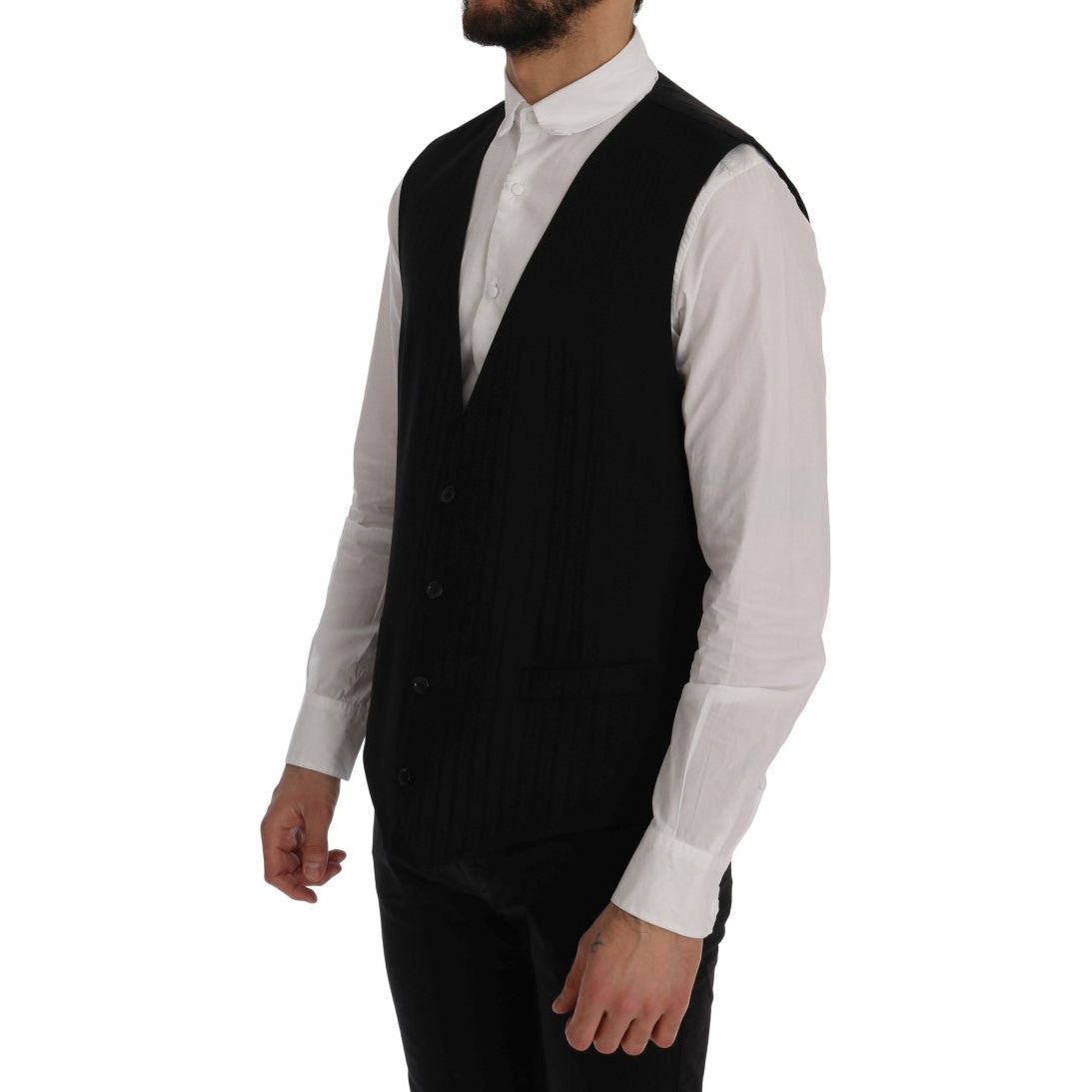 Dolce & Gabbana Grey Wool Blend Waistcoat Vest