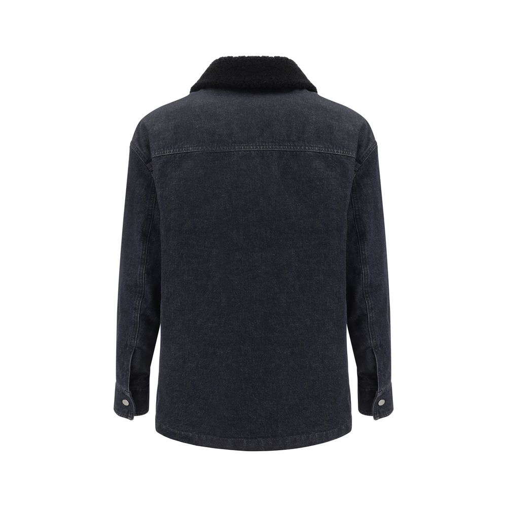 Fendi Blue Denim Jacket with Luxurious Fur-Trimmed Collar