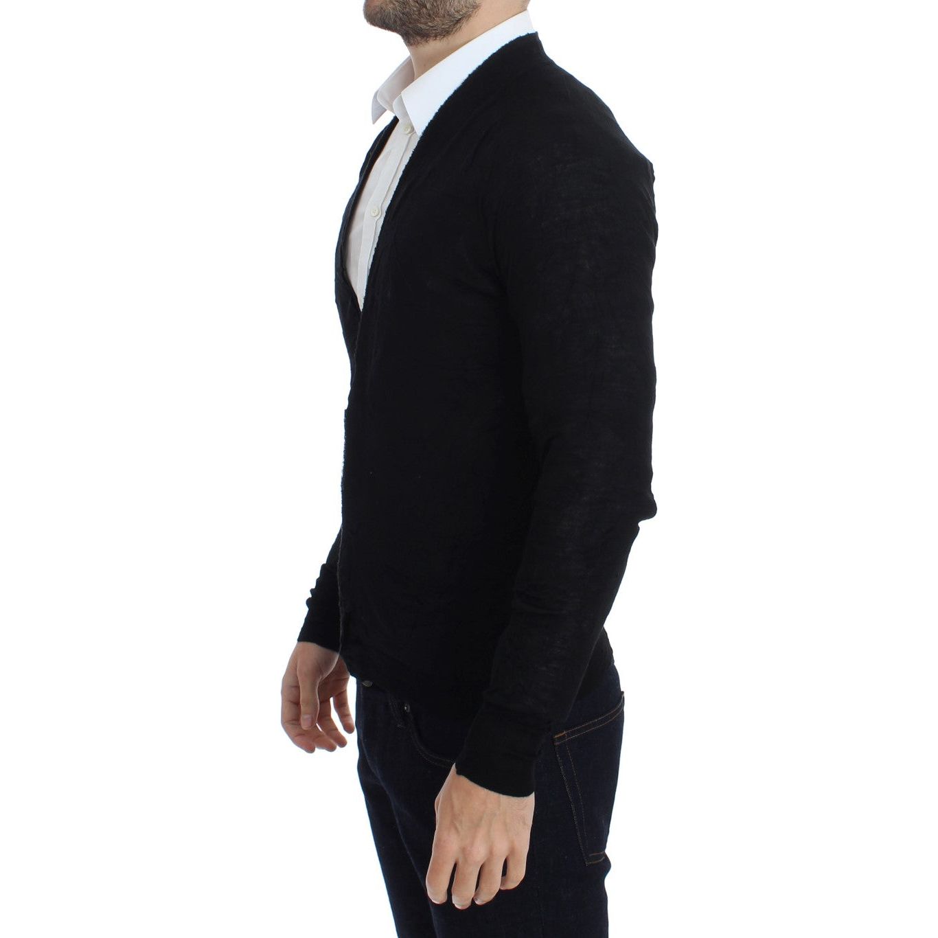 Costume National Black Merino Wool Cardigan