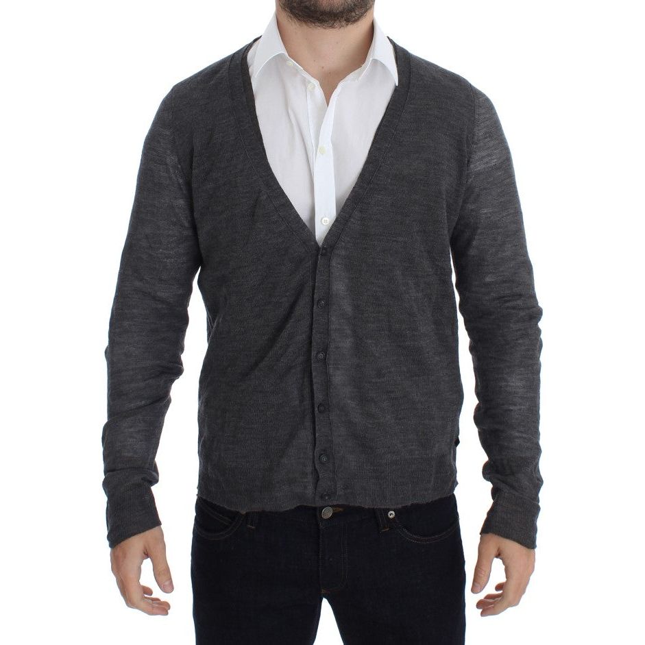 Costume National Gray Wool Blend Cardigan Sweater