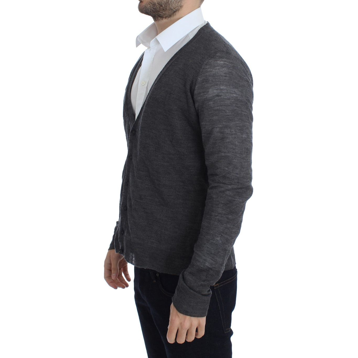 Costume National Gray Wool Blend Cardigan Sweater