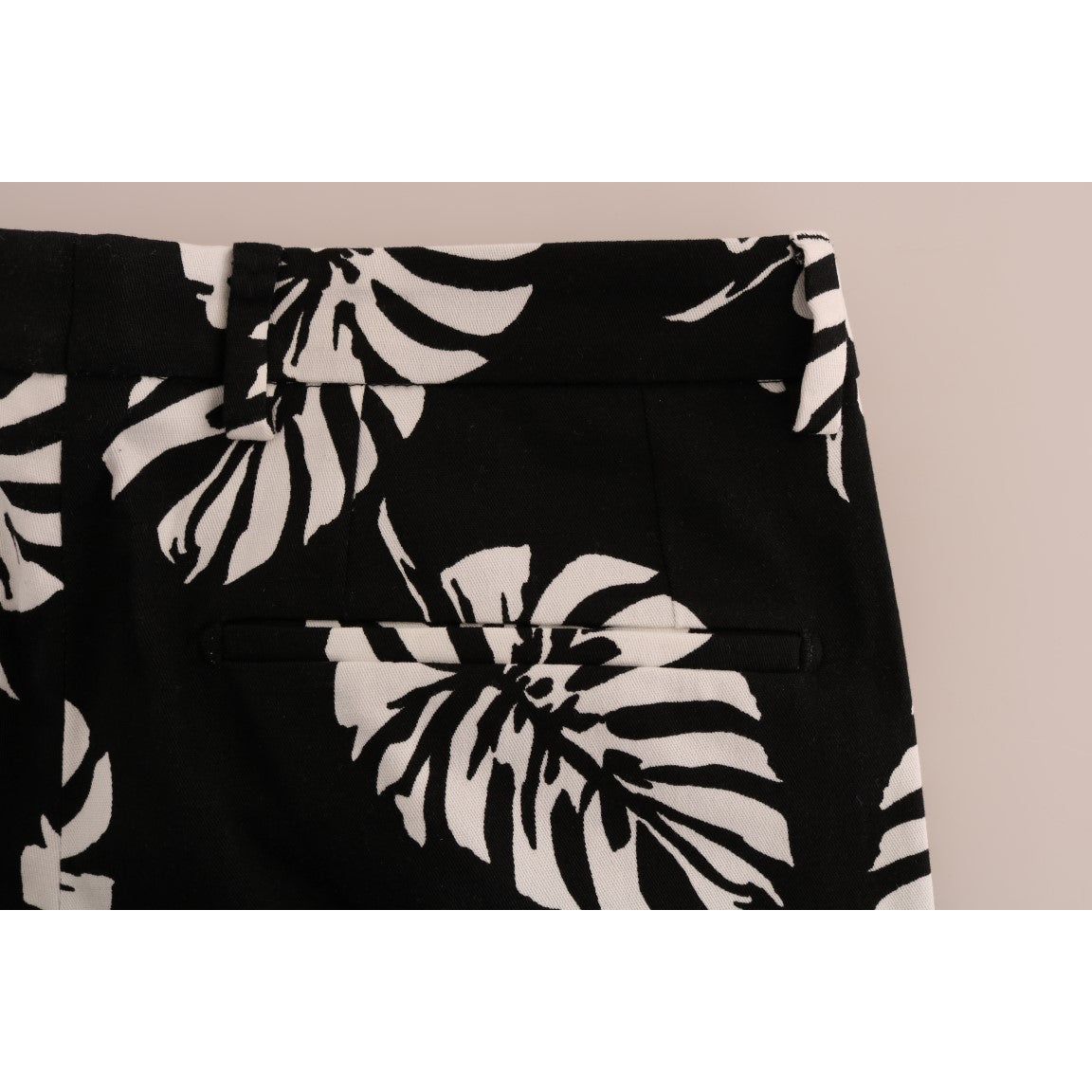 Dolce & Gabbana Black Cotton Leaf Print Ankle Pants
