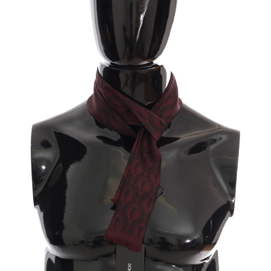 Dolce & Gabbana Bordeaux Silk Crown Chili Print Scarf