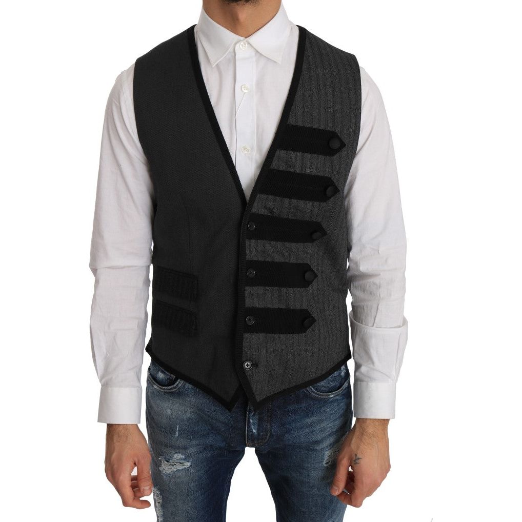 Dolce & Gabbana Gray Wool Formal Vest