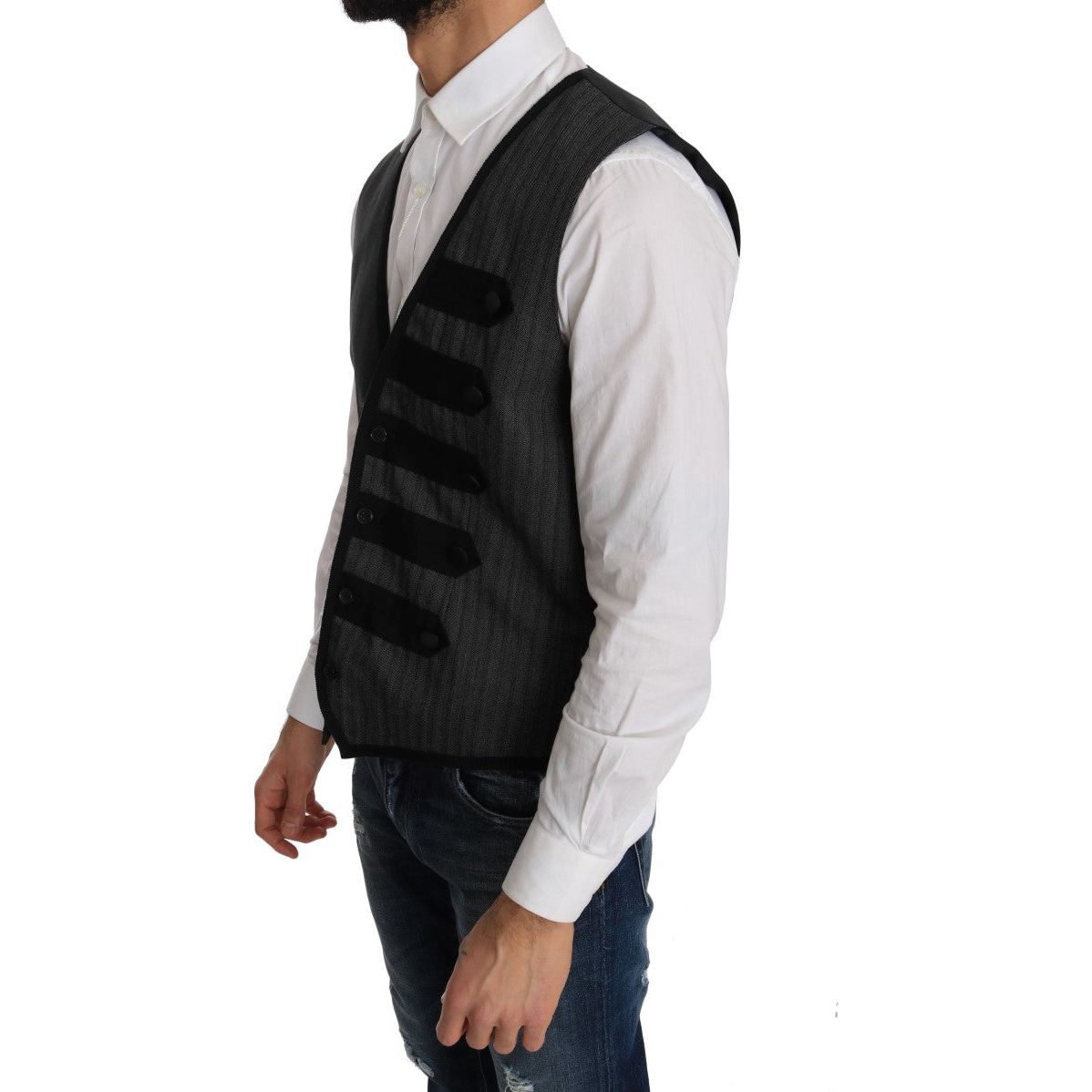 Dolce & Gabbana Gray Wool Formal Vest
