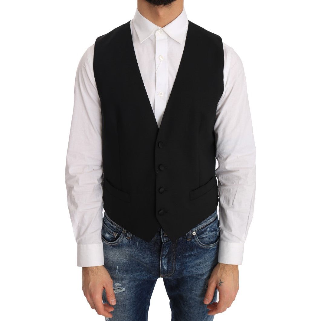 Dolce & Gabbana Black Wool Formal Vest
