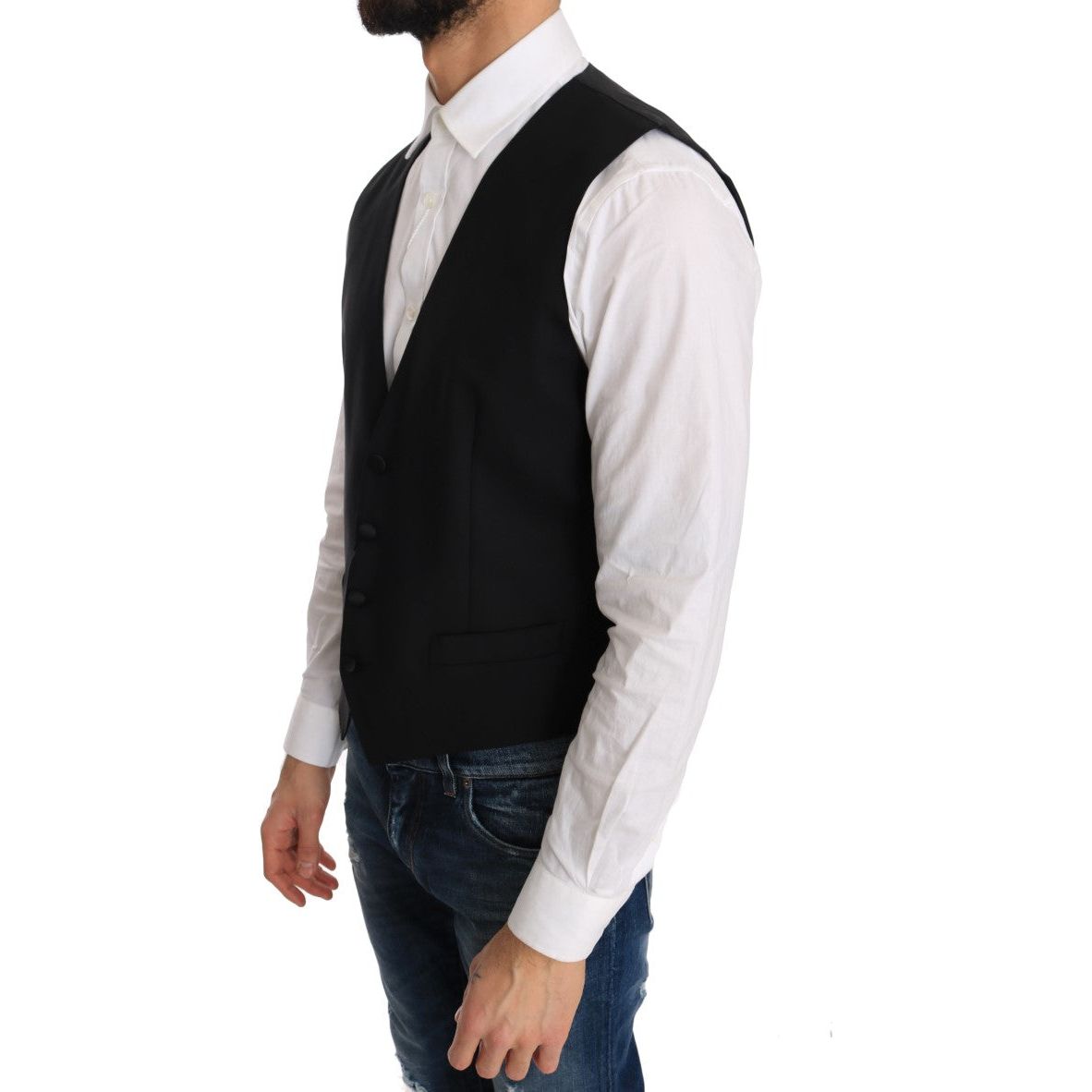 Dolce & Gabbana Black Wool Formal Vest