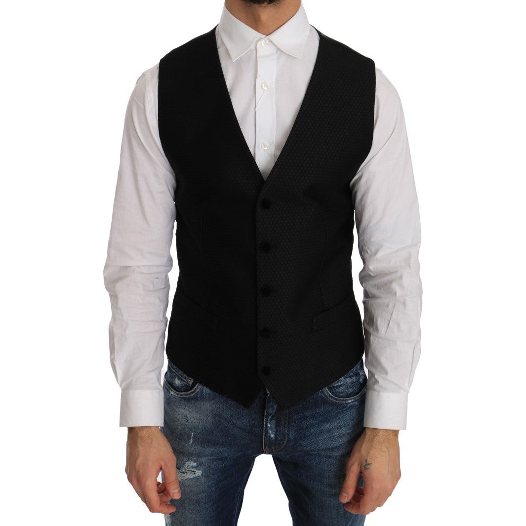 Dolce & Gabbana Black Wool Dress Vest