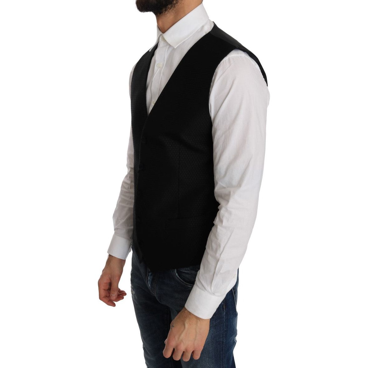 Dolce & Gabbana Black Wool Dress Vest