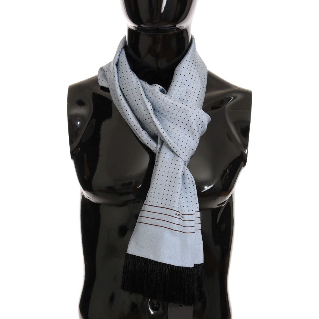 Dolce & Gabbana Blue Silk Polka Dot Scarf