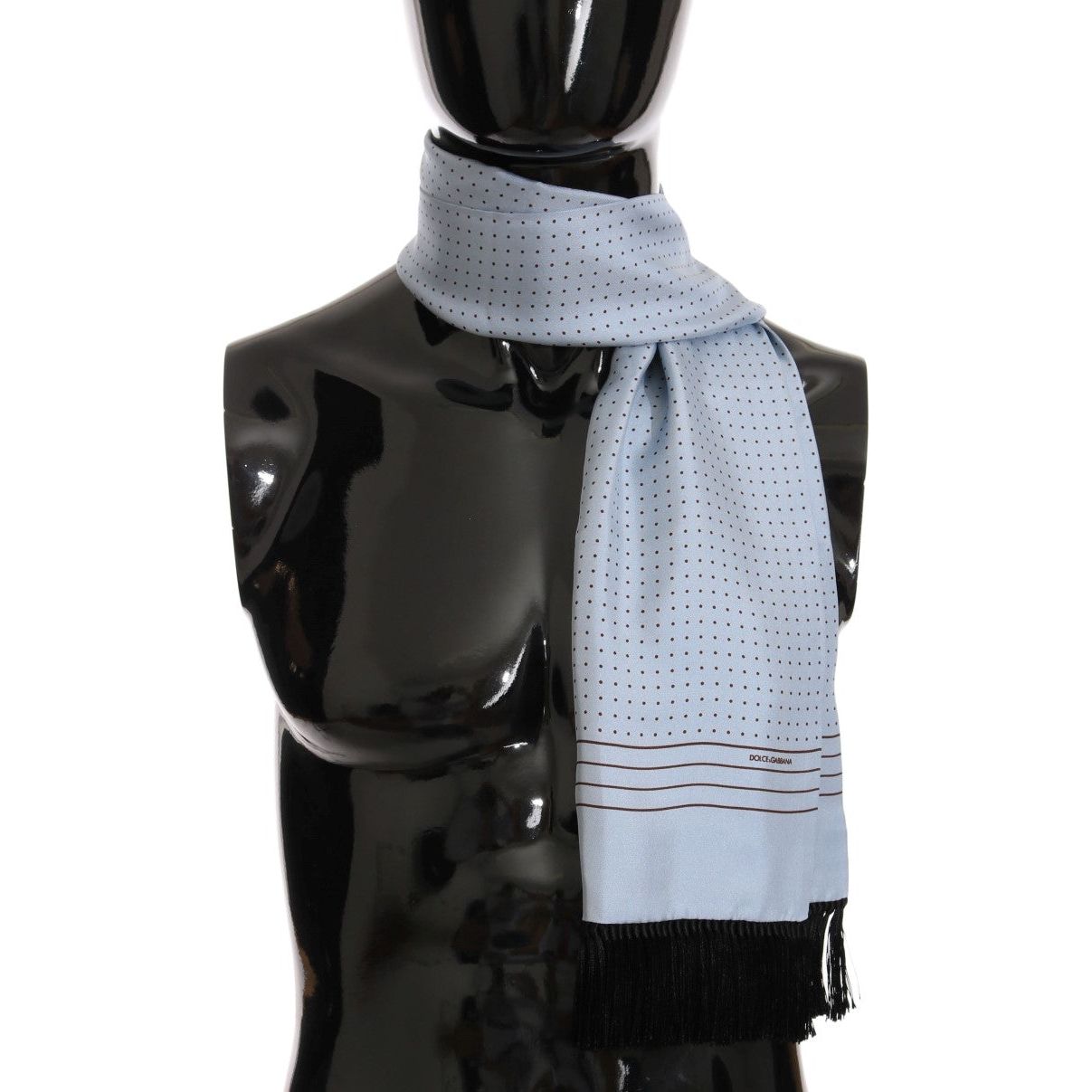 Dolce & Gabbana Blue Silk Polka Dot Scarf