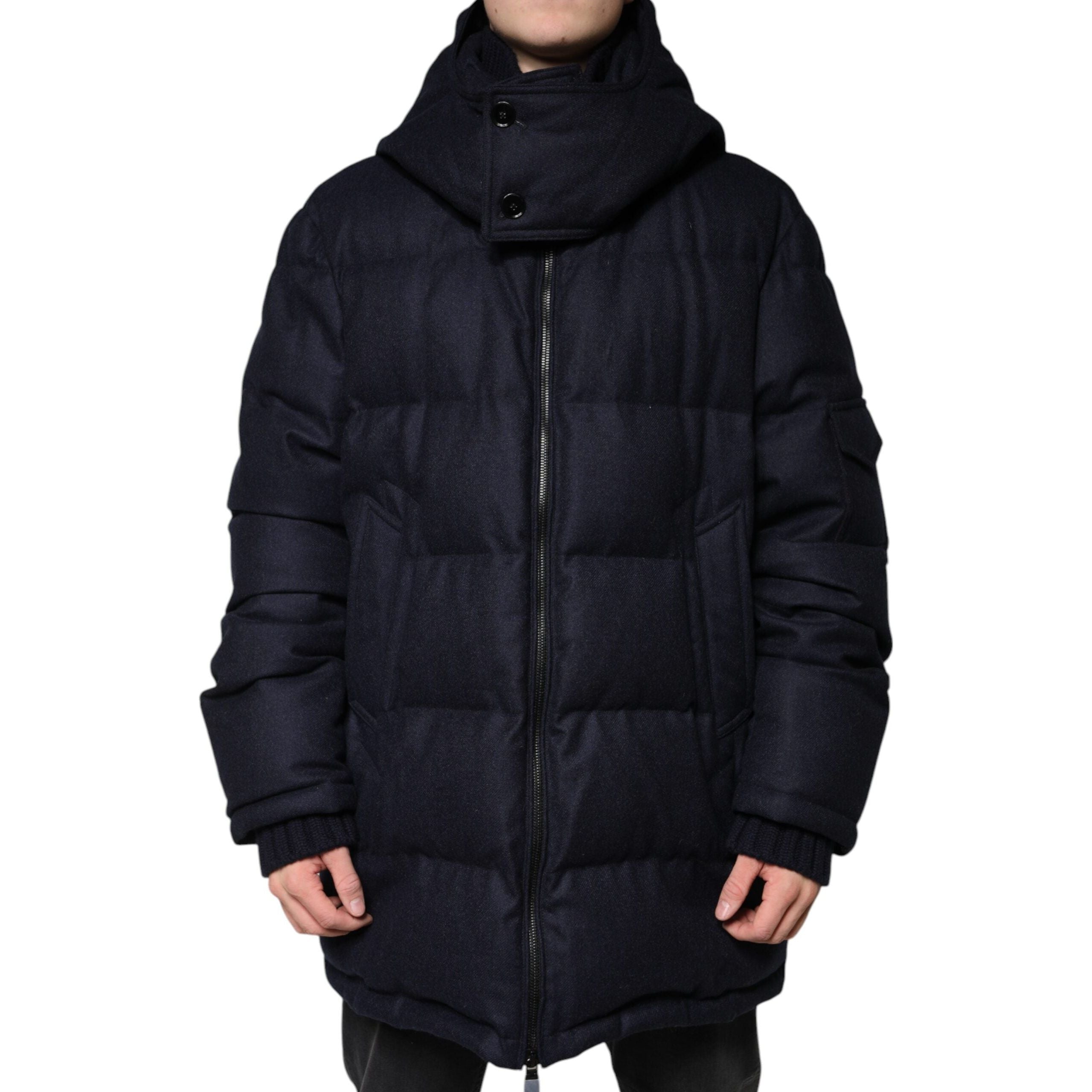 Dolce & Gabbana Black Nylon Hooded Puffer Coat Jacket