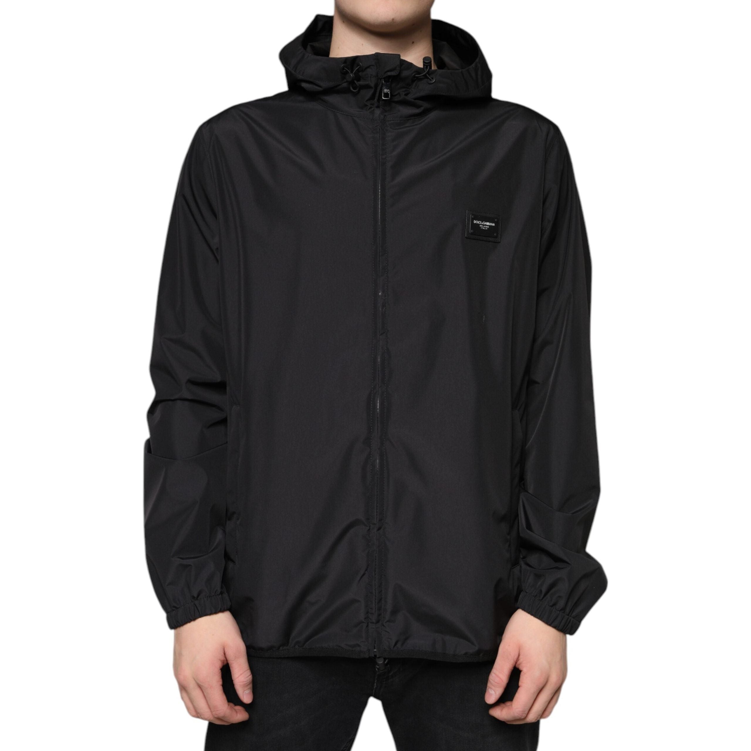 Dolce & Gabbana Black Cotton Hooded Full Zip Jacket